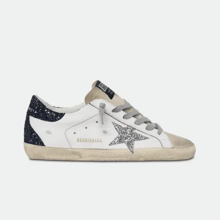 Golden Goose Superstar — Étoile Argent & Talon Bleu Nuit