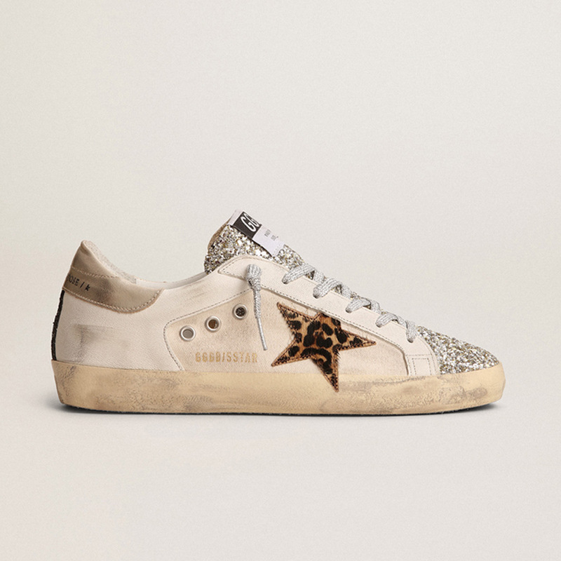 Golden Goose Superstar Low White Leopard Star Glitter